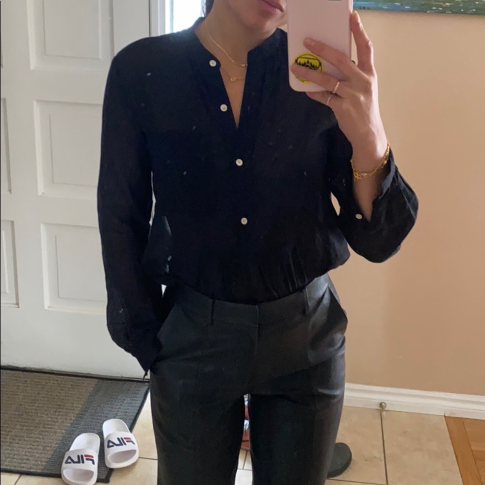 half button up Wilfred blouse in black.